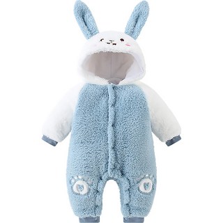 STARDOOR 嬰幼兒兔耳連帽全開扣防寒連身衣