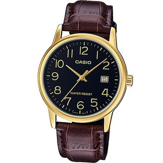 CASIO 卡西歐 男士皮革錶帶手錶 MTP-V002GL-1B