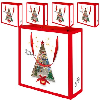 From&To 聖誕節購物袋 FP21A-4 樹, 5個, 白色 + 紅色