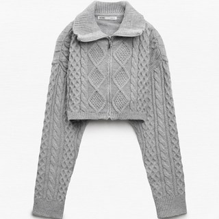 MIXXO 女款麻花拉鍊短版開襟衫