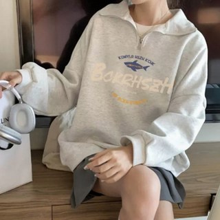 PEONIST 女款Shark翻領半拉鍊大學T