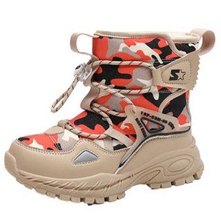 童款迷彩保暖內刷毛雪靴 BW105