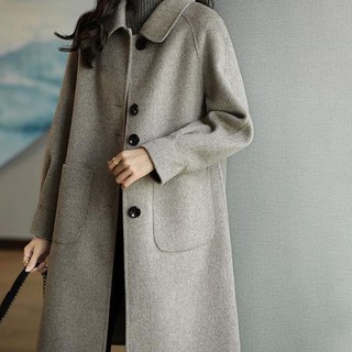 Elsso 女士牛角扣毛呢長版大衣