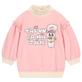 milk mile 艾絲樂小兔系列童款印花荷葉邊長袖上衣