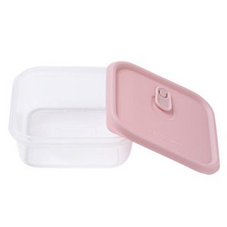 mommy's table 食品級矽膠蒸氣孔密封保鮮盒 S 350ml, 淺粉色, 1個