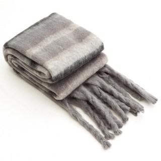 Moru Moru冬季厚實柔軟刷毛千鳥格大方形彩色長流蘇圍巾 U34M001