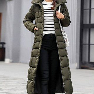 Elsso 女款修身連帽長版鋪棉外套