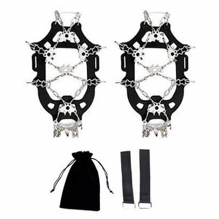 Elmountain 23爪登山鏈式冰爪 附綁帶收納袋組合, 黑色