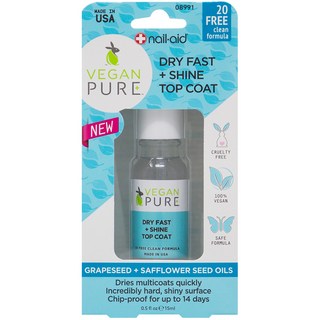 NailAid Vegan Pure 快乾增亮護甲油 08991, 15ml, 透明, 1個