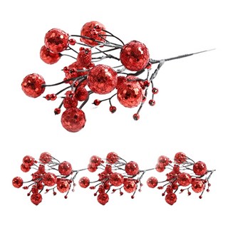 파티해 트리장식 포인꽃 열매, 레드, 4개