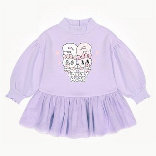 milk mile 童款艾絲樂小兔聯名可愛插圖刷毛洋裝