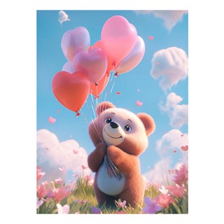 알로데 러블리 풍선 큐트 베어 벽 장식 스퀘어 DIY 보석십자수 70 x 90 cm, NO 05, 1개