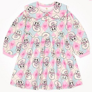 Esther Bunny 女孩 Love Me 菱形拉絨連身裙