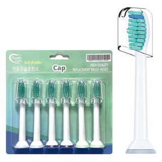 Toothcare 飛利浦相容電動牙刷刷頭 6入 + 保護蓋 6入, 單一商品, 1個
