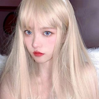 INNER WIN 直髮偶像全頂假髮, 1個, 白金色