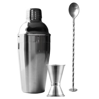 KALDIN 考伯勒雪克杯 750ml + 量酒器 15 / 30ml + 吧叉匙套組, 銀色, 1套