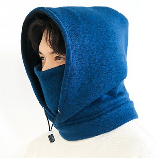 ExWarm 冬季防寒連帽頸圍運動巴拉克拉瓦帽, 深藍色