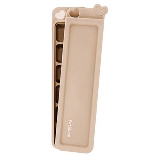 Petinube 韓國製造 矽膠愛心完全密封分裝盒 6格, 1個, 沙米色