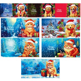 알로데 클쓰마스 접이식 카드 DIY 보석십자수 세트 30 x 15 cm, 3 동물클쓰, 1세트