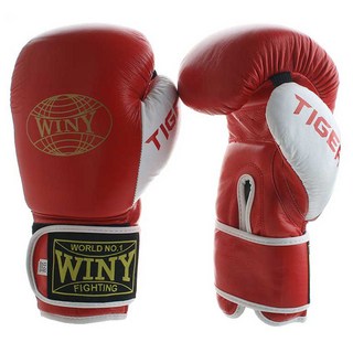 Winnie 頂級虎紋皮革拳擊手套 雙手組, 紅色, 1套