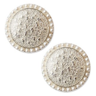 ButtonKing 黛安娜 鈕扣 18mm, 珍珠銀, 2個