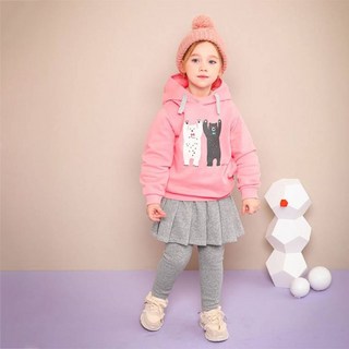 JELISPOON 女童款刷毛百褶緊身褲裙