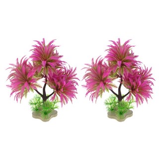 GIO2 魚缸裝飾 水族箱 椰子樹造景 粉紅色, 2個