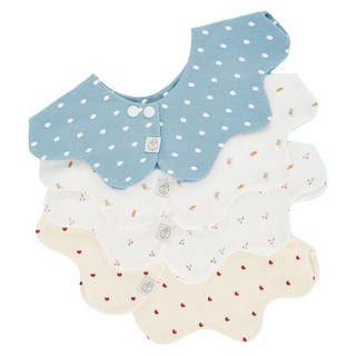 agazzang 孩童用波浪邊圍兜, A 雲朵藍+胡蘿蔔兔+櫻桃+愛心, 1組, 1組