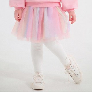 JELISPOON 女童款彩虹網紗緊身褲裙