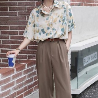 Goodif 淑女淡雅花瓣圖案翻領襯衫