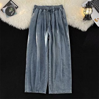 男士時尚潮流舒適鬆緊寬管牛仔褲