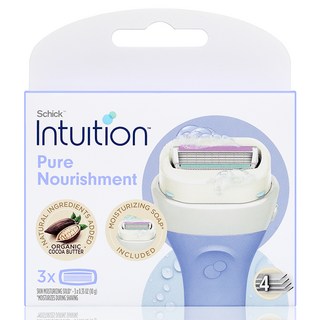 인튜이션 퓨어 너뤼시먼트 여성 제모기 코코넛 면도날, 3개입, 1개