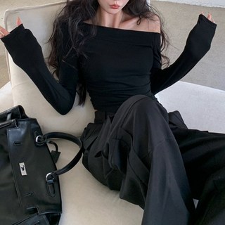 ViVEMO 女款修身不對稱露肩T恤 06128