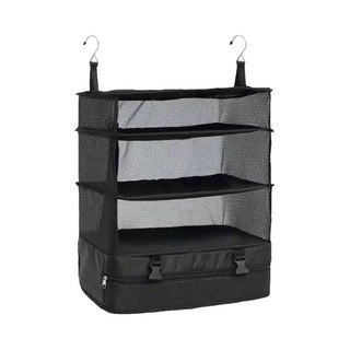 Viita 行李箱衣物收納三層掛袋 不鏽鋼掛鉤, 黑色, 1個