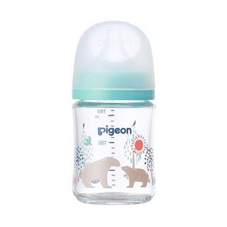pigeon 貝親 實感哺乳玻璃奶瓶 0個月以上, 160ml, 白熊版, 1個