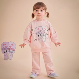 milkmile 女童款艾絲樂小兔悄悄話圖案長袖上衣+長褲套裝