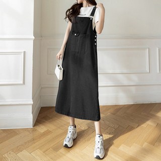 I'M MONG 女款Chakari口袋亮點吊帶牛仔裙