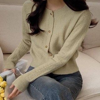 Another Tweed女款糖果珍珠圓領開襟衫 tcd0295