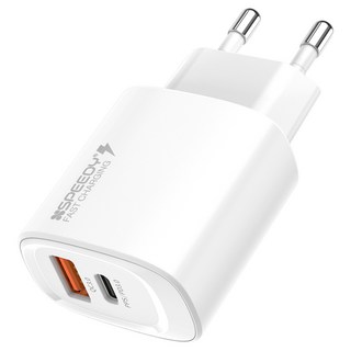 SPEEDY2 GaN 20W PPS PD+USB-A 雙孔高速充電器, 白色, 1個