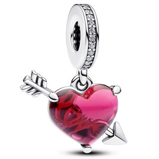 판도라 여성용 레드 하트 에로우 무라노 글래스 댕글 참 793085C01 +쇼핑백+메시지카드+품질보증서(백화점A/S)