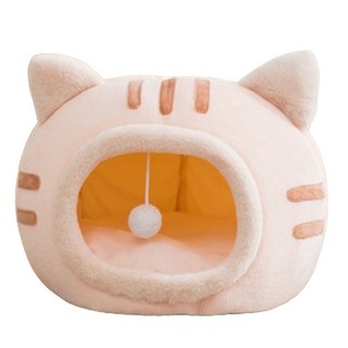 김멍냥 고양이 페이스 숨숨집, 핑크, 1개