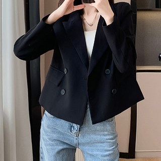 Paperments 女款雙翻領鈕扣短版西裝外套 08790