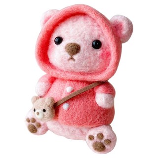 Khohimo 羊毛氈小熊娃娃製作DIY套組, 1套, 粉紅色