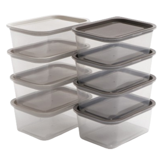 NIneware 可微波現代風密封保鮮盒組, 540ml 象牙白 4個+灰色 4個, 1組