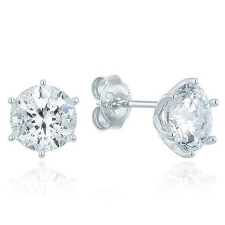 OST 女性用 925純銀 模擬鑽石 1克拉 單鑽 日常 方晶鋯石 耳環 2件組