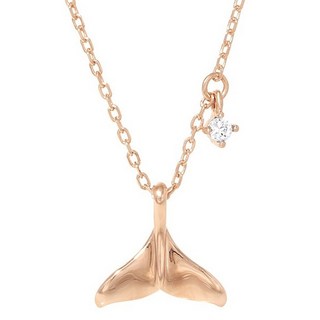 OST 女款925銀純銀祈求幸運的鯨魚尾巴鑲鑽鍊條項鍊