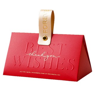 B Home Baking 皮革提把三角形禮物盒, 紅色, 10個