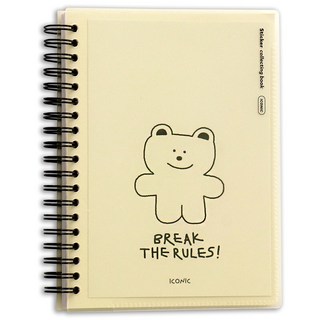 ICONIC 雙面離型紙貼紙收藏冊, 02Creamyellow, 80張, 1個