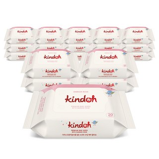 킨도 프리미엄 엠보 아기물티슈 레드 휴대용 55평량, 55g, 20매, 20개