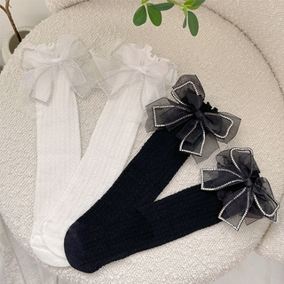 IBboom 女童水晶蝴蝶結及膝襪2雙套組 G40